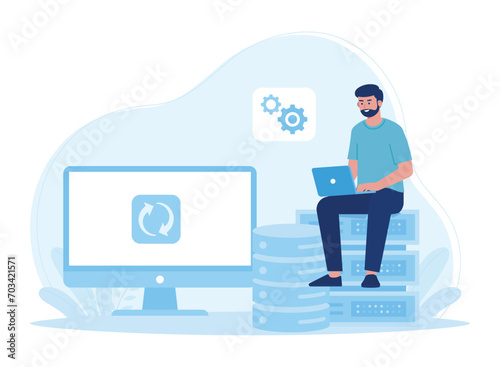 Wallpaper Mural database storage management on laptops concept flat illustration Torontodigital.ca