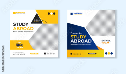 Study abroad social media post design template