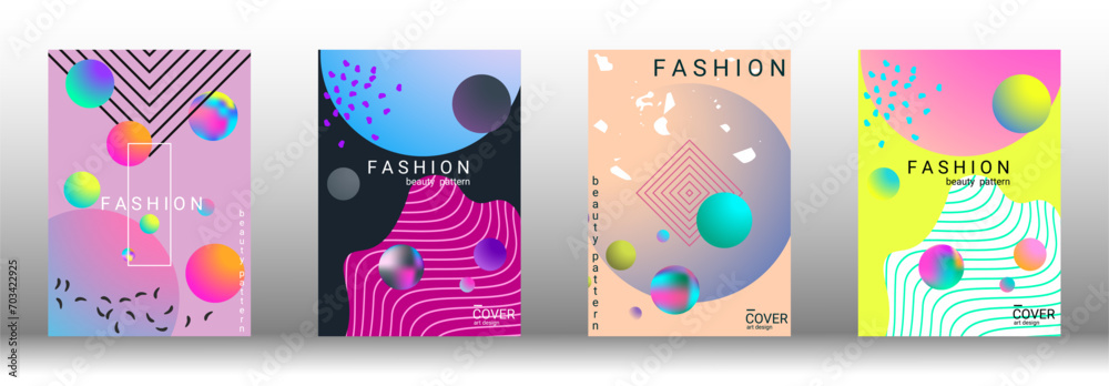 Minimum vector coverage. Set of modern abstract covers. Rich VIP design. Future futuristic template with abstract gradient shapes for the design of banners, posters, booklets, reports, magazines.