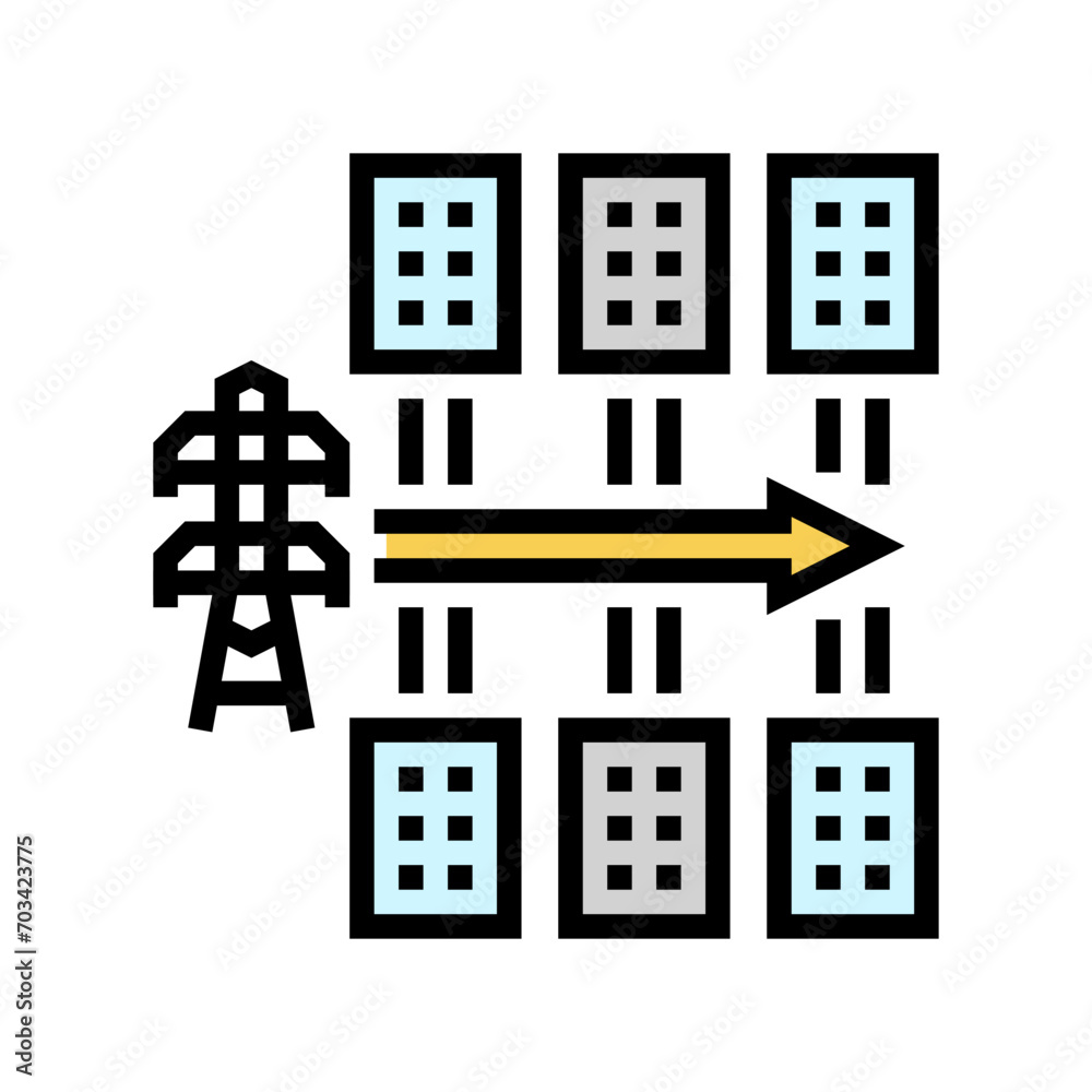 planning electric grid color icon vector. planning electric grid sign. isolated symbol illustration