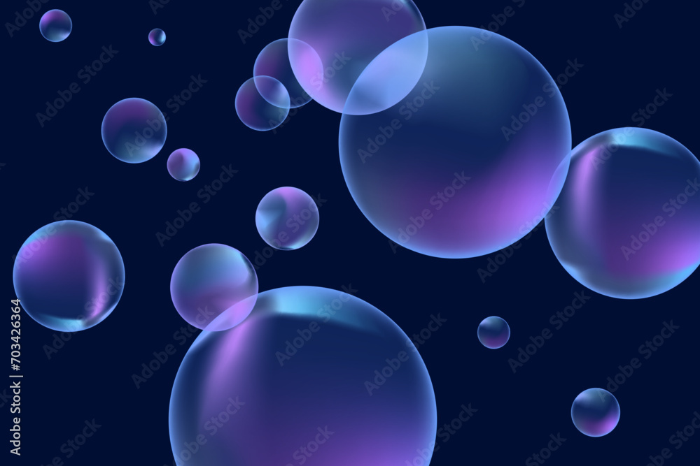 Modern realistic water bubbles, great design for any purposes. Vector illustration background. Abstract background. Banner, flyer. Creative design. Vector template.