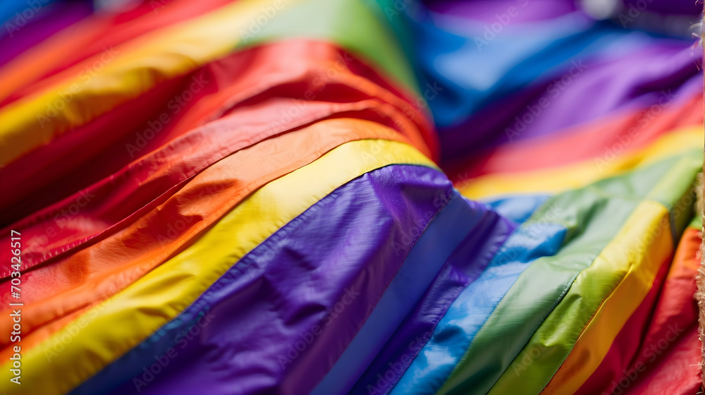 Queer pride, LGBT community symbol rainbow flag.