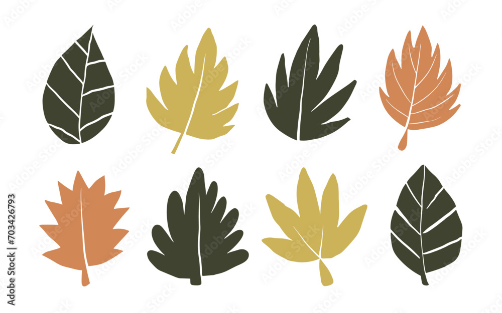 Abstract leaves vector clipart. Spring illustration.