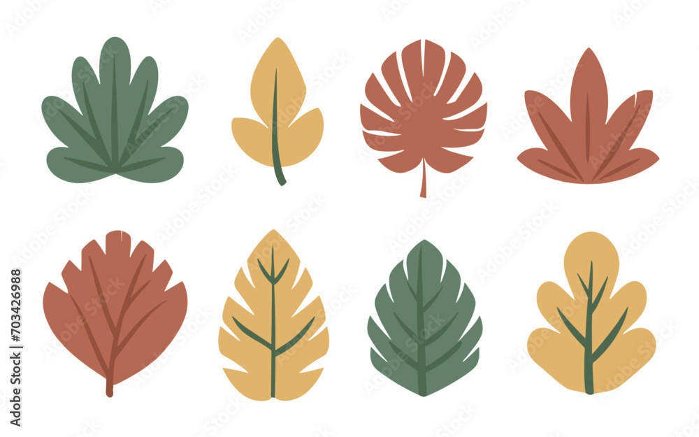 Abstract leaves vector clipart. Spring illustration.