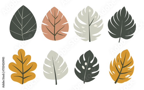 Abstract leaves vector clipart. Spring illustration.