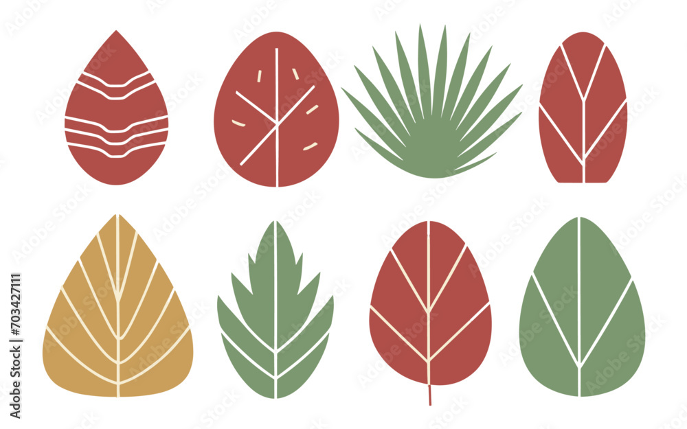 Fototapeta premium Abstract leaves vector clipart. Spring illustration.