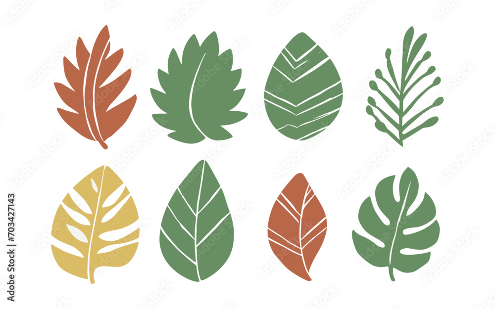 Abstract leaves vector clipart. Spring illustration.