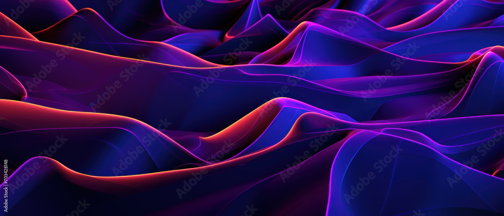 Obraz premium A blend of bright and dark elements, this abstract background combines blue and pink waves for a dynamic and stylish look.