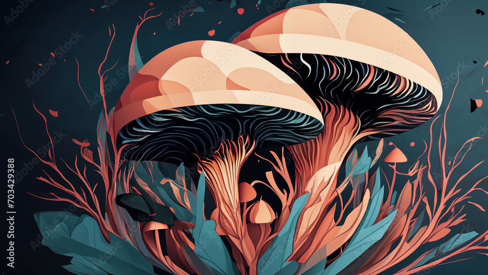 4k wallpaper with mushrooms in psychedelic colors Stock Illustration ...