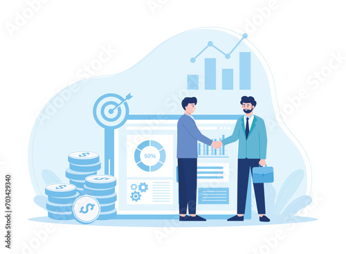 people make money investment agreements concept flat illustration