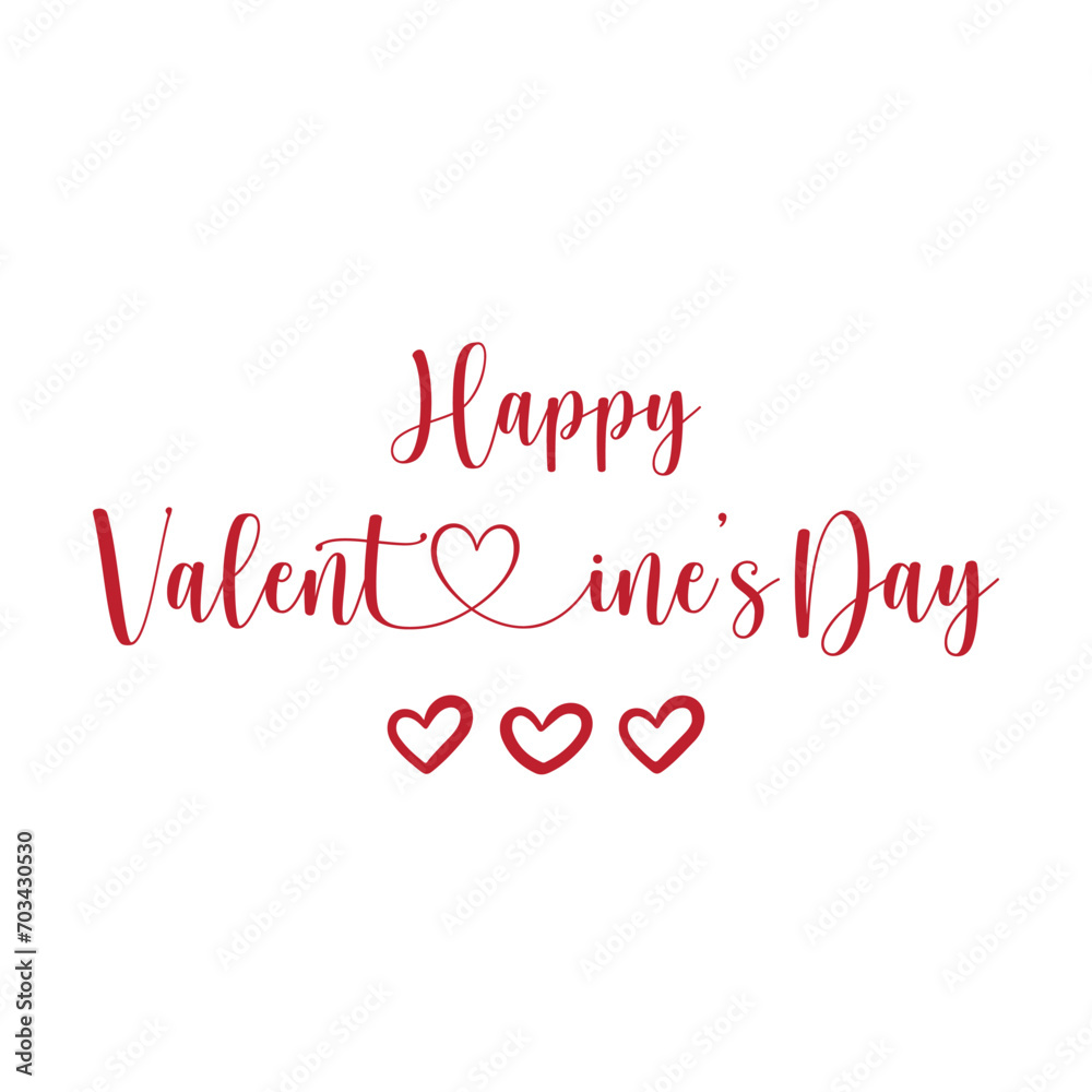 Happy Valentines Day greeting card. Calligraphic design for print cards, banner, poster Hand drawn text lettering for Valentines Day with hearts shape Vector illustration isolated on white background