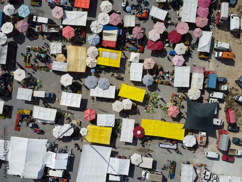 Konya Turkey public market drone footage from above