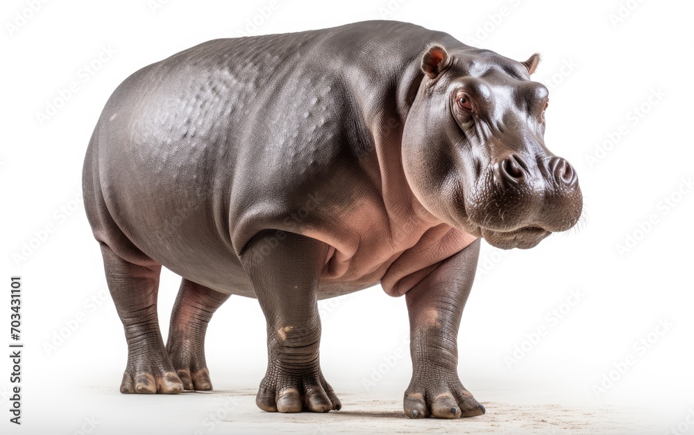 Hippopotamus walking looking at the camera on isolated white background. Hippopotamus walking looking at the camera on isolated white background.
