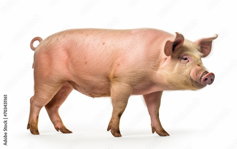 Pig standing looking at the camera on isolated white background. Pig standing looking at the camera on isolated white background.