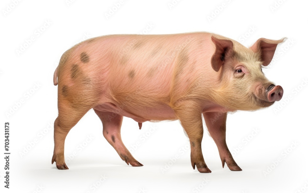 Pig standing looking at the camera on isolated white background. Pig standing looking at the camera on isolated white background.