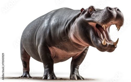 Hippopotamus opened mouth isolated on white background