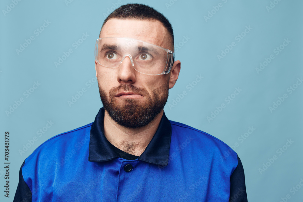 Fototapeta premium Man studio adult face portrait young isolated caucasian guy person background beard expression man background