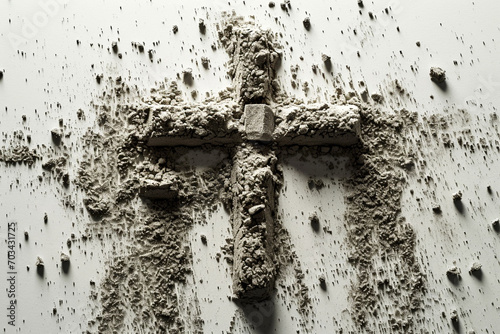 Ash wednesday. Lent word written in ash, dust as fast and abstinence period concept.