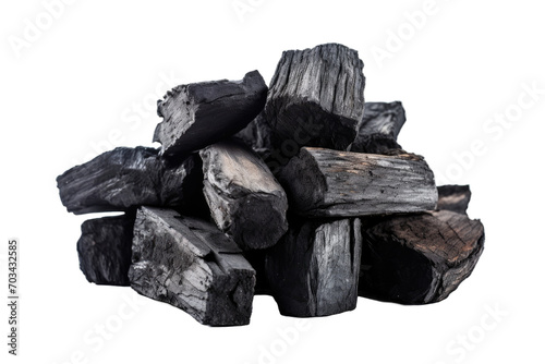 Natural wood charcoal isolated