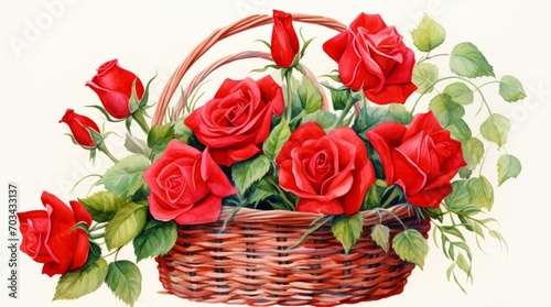 Watercolor red roses