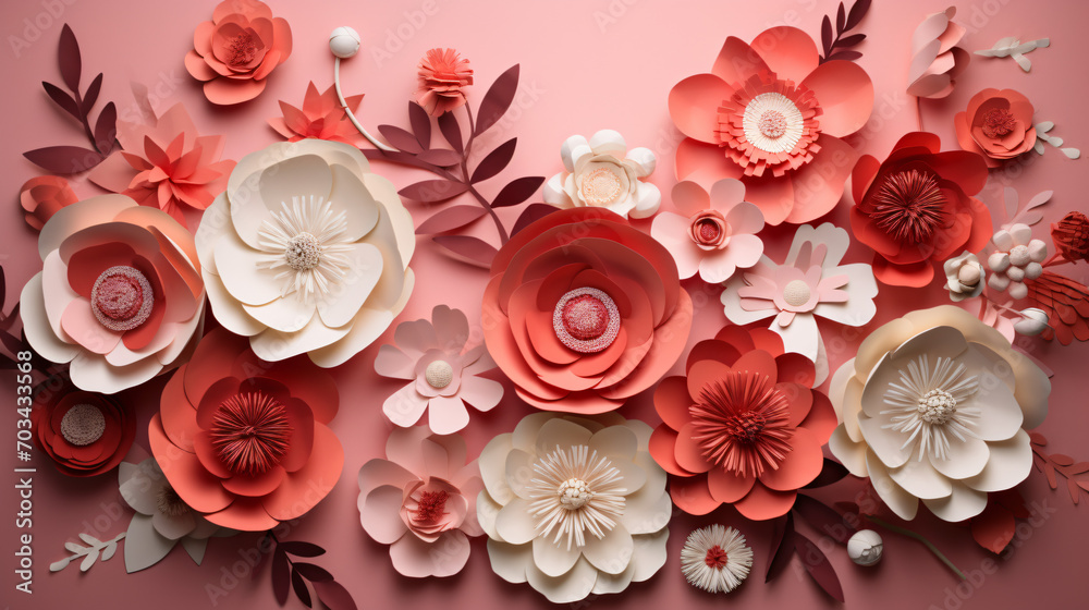 Paper flower composition with rose flower 