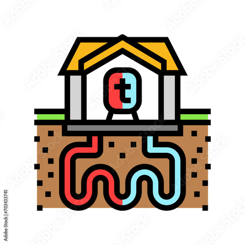heat exchange geothermal energy color icon vector. heat exchange geothermal energy sign. isolated symbol illustration