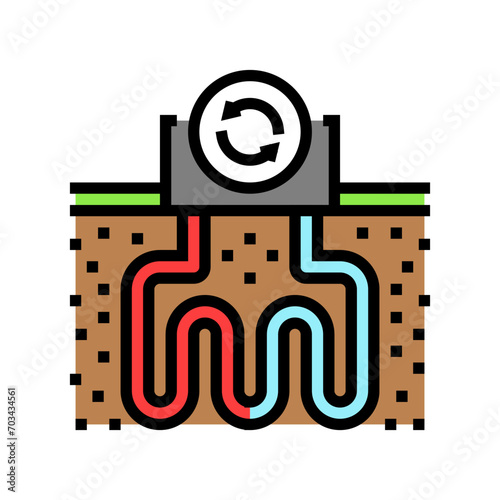 heat recovery geothermal energy color icon vector. heat recovery geothermal energy sign. isolated symbol illustration