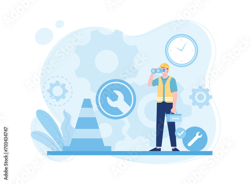 online service concept of serviceman  repairman  technician concept flat illustration