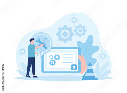 online repair service on the website concept flat illustration