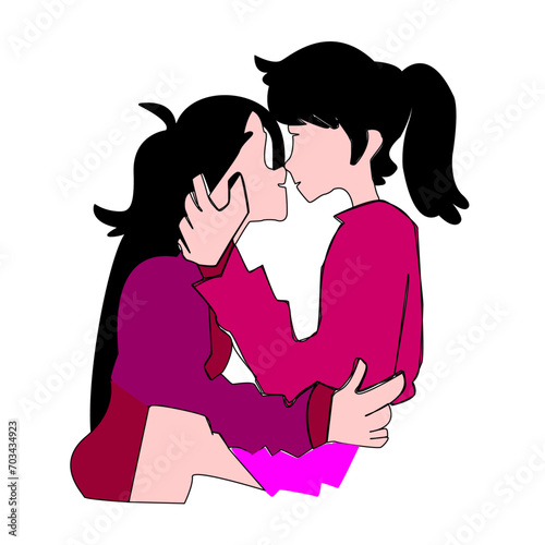 Couple kissing line vector design