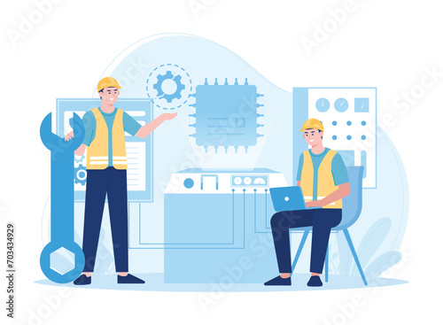 chipset repair service concept flat illustration