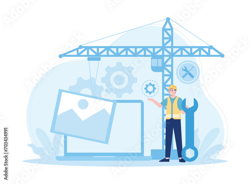under construction concept flat illustration