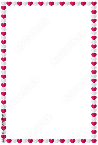 Gray and pink hearts decorated as border frame design concept isolated on white background - vector illustration