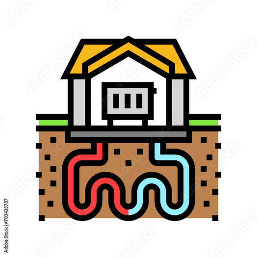 heat recovery system geothermal color icon vector. heat recovery system geothermal sign. isolated symbol illustration