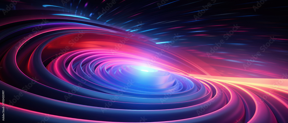 Experience the energy of neon lights in this abstract disk illustration. Experience the energy of neon lights in this abstract disk illustration.