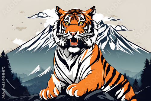 mountain tiger illustration design