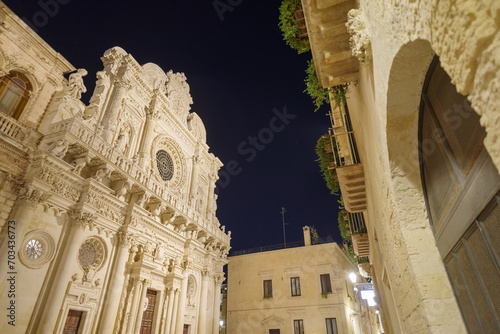 Fototapeta Naklejka Na Ścianę i Meble -  Basilica of the Holy Cross by night, Lecce, Apulia, Italy
