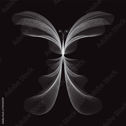 Beautiful stylized butterfly isolated icon. Vector sketching illustration.