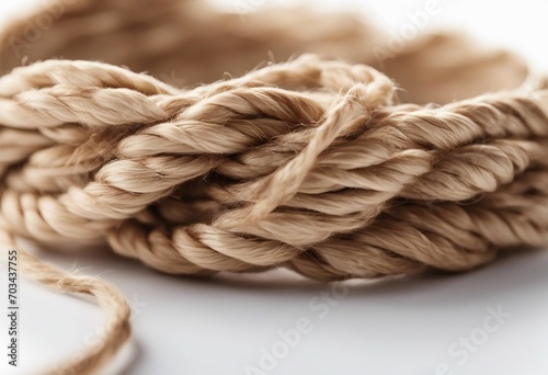 Closeup string or twine tied in a bow isolated on white background