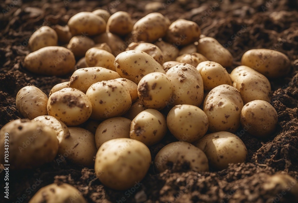 Heap of fresh potato on the ground Organic farming products Heap of fresh potato on the ground Organic farming products
