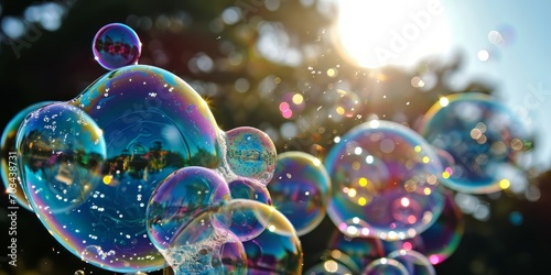valentine vibes , Heart Bubbles at the sky, sunset,Love in the summer sun with bubble blower,romantic inflating colorful soap bubbles in park
