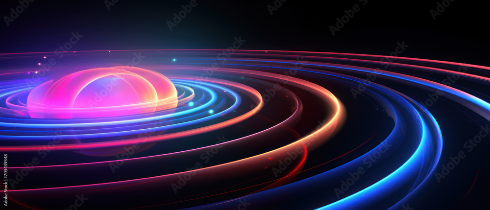 A mesmerizing blend of neon lights and circular patterns in this abstract background. A mesmerizing blend of neon lights and circular patterns in this abstract background.