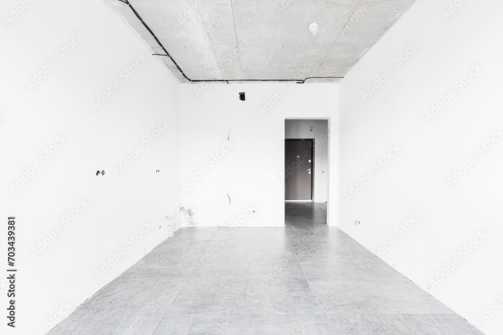 interior of the apartment without decoration in gray colors. rough finish interior of the apartment without decoration in gray colors. rough finish