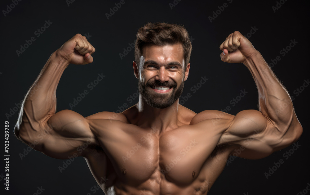 A strong muscles man showing off