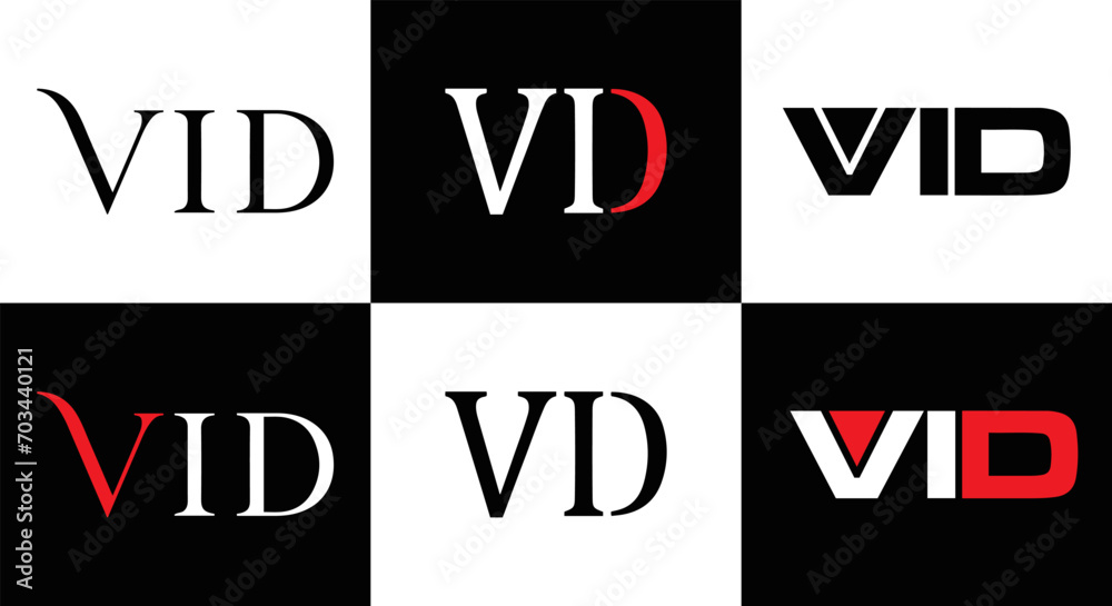 VID logo. VID set , V I D design. White VID letter. VID, V I D letter logo design. Initial letter VID letter logo set, linked circle uppercase monogram logo. V I D letter logo vector design.	
