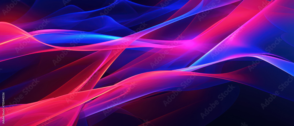 Fototapeta premium Futuristic illustration featuring a dynamic neon wave against a dark backdrop.