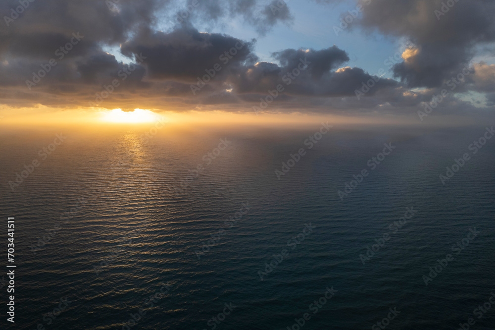 Aerial view of a sunset over the Mediterranean sea Aerial view of a sunset over the Mediterranean sea