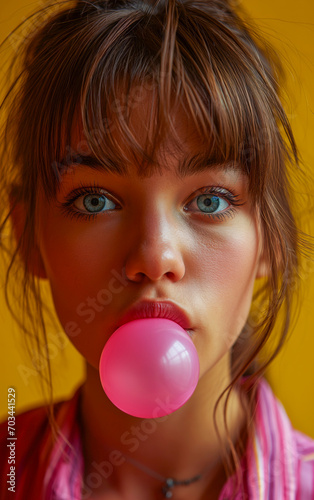 A girl make balloon with a bubble gum © Giordano Aita