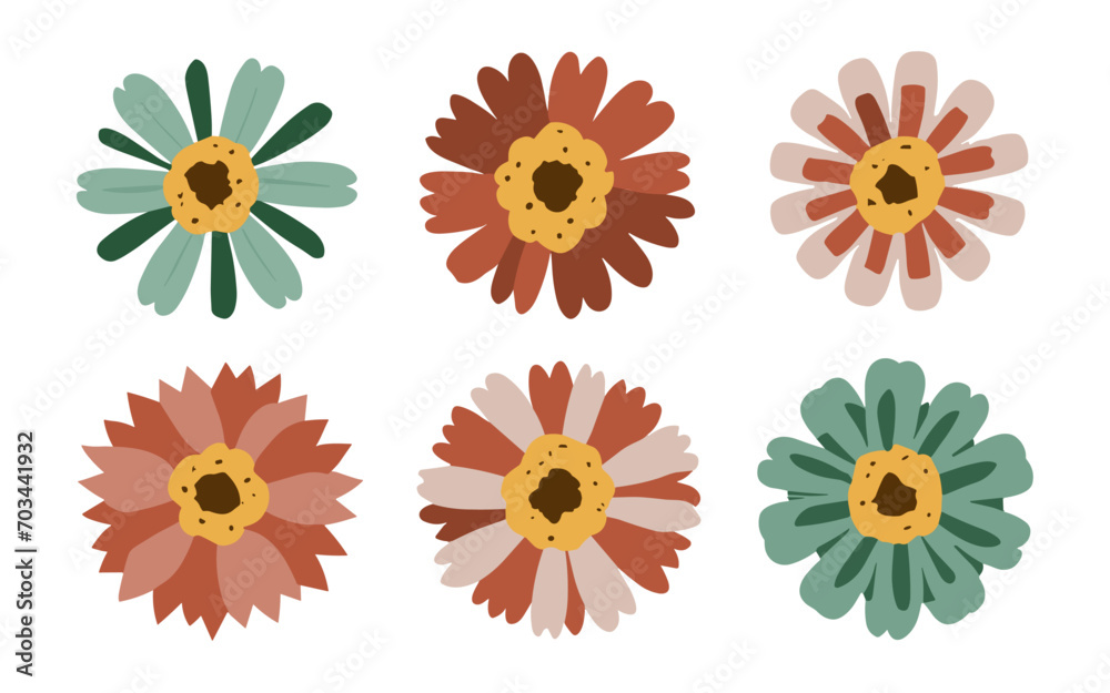 Abstract flowers vector clipart. Spring illustration.
