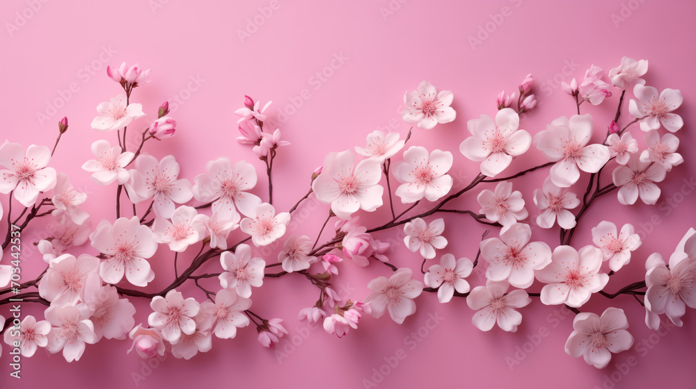 Beautiful image with flowers. The time of year is spring and summer. Plain design background. Nature, leaves and branches. Pink, blue, purple, yellow tone. Background for printing in the interior. Beautiful image with flowers. The time of year is spring and summer. Plain design background. Nature, leaves and branches. Pink, blue, purple, yellow tone. Background for printing in the interior.